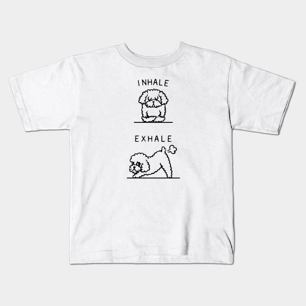 Inhale Exhale Toy Poodle Kids T-Shirt by huebucket